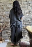 Rustic Nature Bubble Cotton Raw Frill Top Washed Charcoal